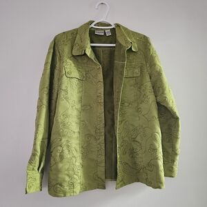 Chico's Embroidered Shacket Bohemian Whimsigoth Cottagecore Y2K 90s Button Down